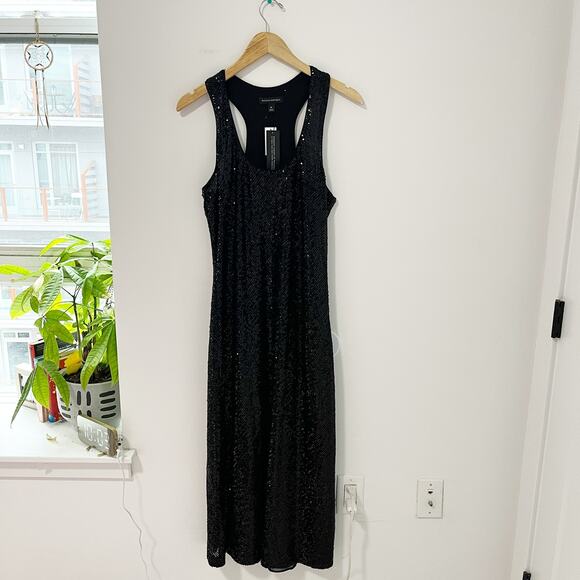 NEW Banana Republic Black Sequin Maxi Dress Size Medium - Picture 1 of 6